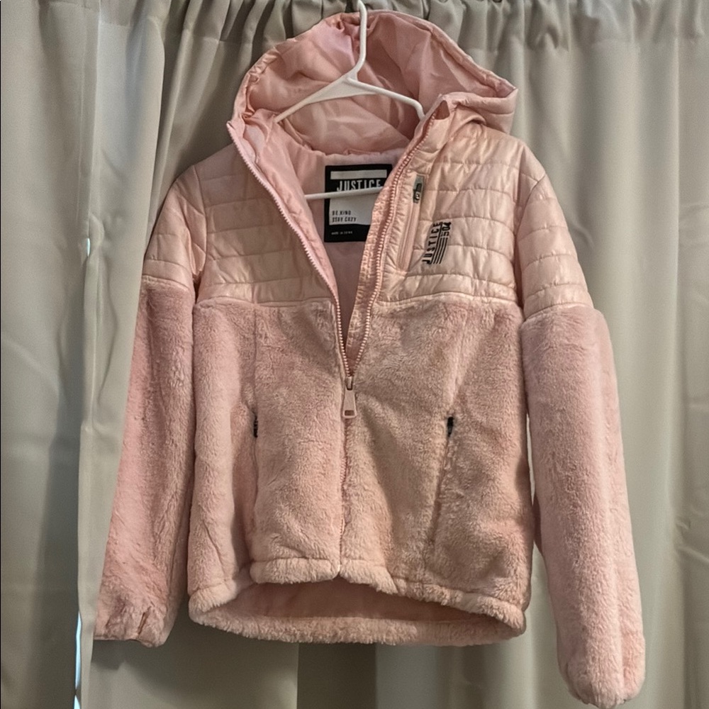 Justice Pink Puffer Jacket Plush Cozy Warmth